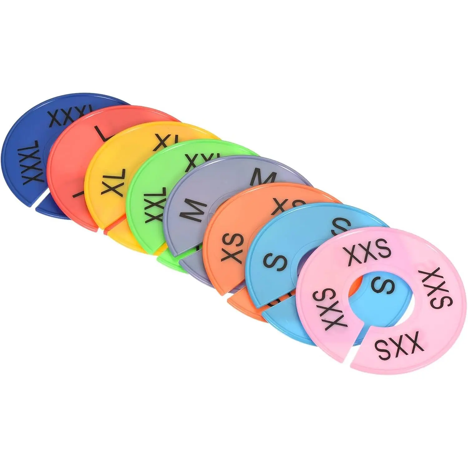 Clothes Dividers 8 Pack Clothing Rack Size Sorting  Wardrobe Round Hanger Separators 2XS - 3XL, Multicolor