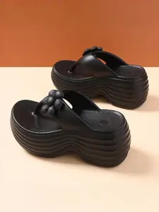 1 Pair Lazy Style Women Thick Sole Flip Flops Size 33-40 Home & Seaside Summer Slippers - 4 Colors Available EVA Material Anti-Slip Heightening Beach Home Sandals