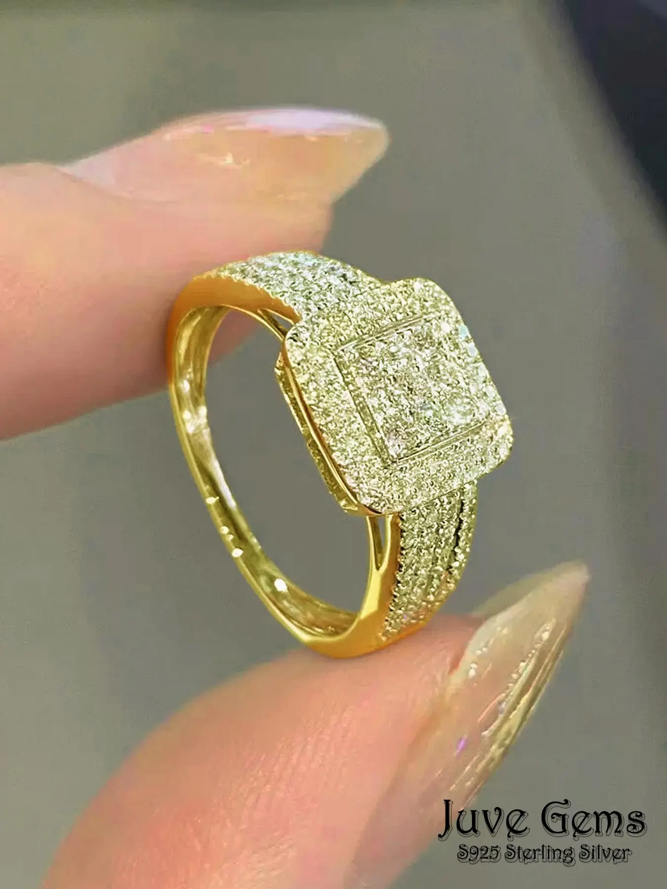 Fashion Luxury Women's Stamp Ring Princess Square Finger Ring, Perfect for Party Wedding Cocktail Holiday, Quality Jewelry, Square Shaped Ring, Cubic Zirconia Rings