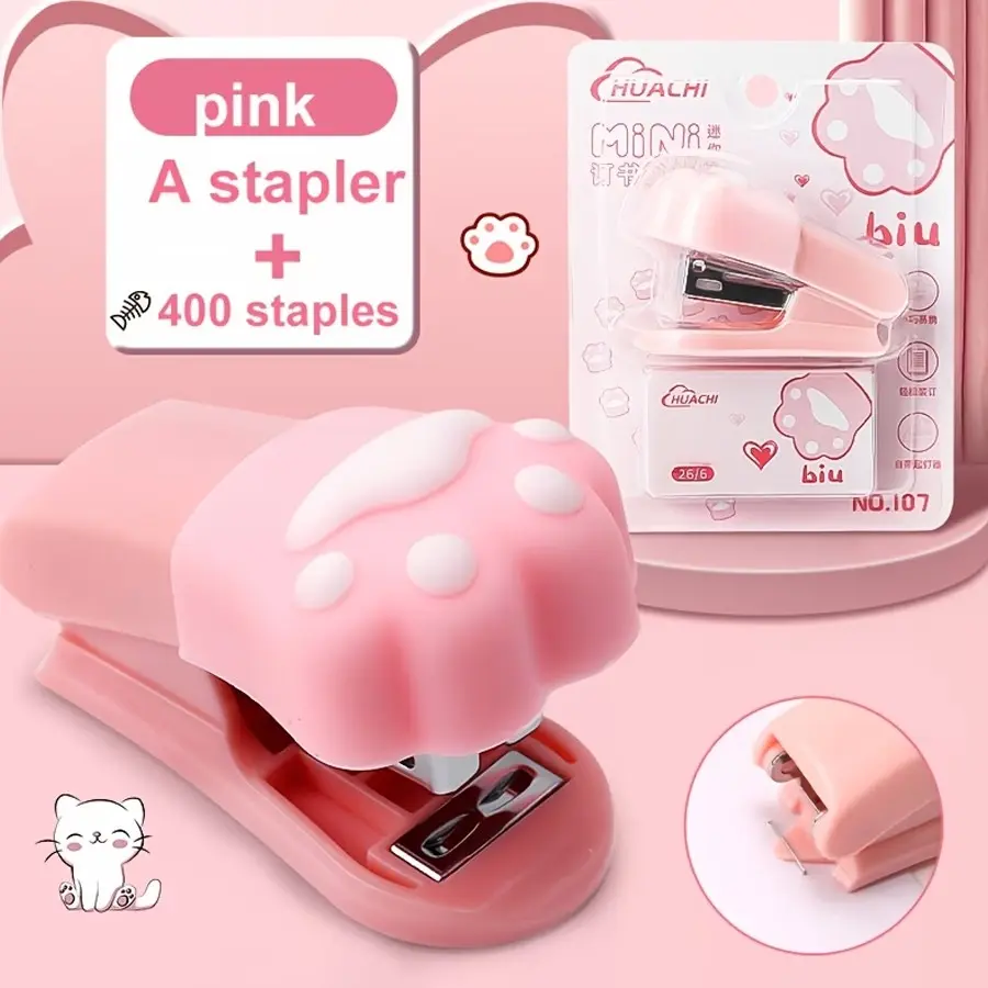 Cute Cartoon Mini Stapler Set, Portable Small Stapler for Students, Kawaii School Office Binding Stationery Supplies, Compact and Convenient