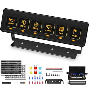 6 Gang Wireless Switch Panel 12V 80A Auxiliary Car Switch Panel Universal Circuit Control Relay System Box with 4 Light Modes Memory Function for Car Truck UTV ATV Boat RV Off-Road