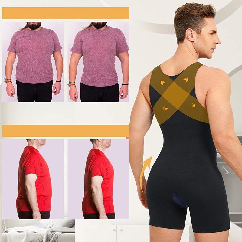 Men's Compression Bodysuit, Men Full Body Shaper Tummy Control Sleeveless Bodysuit ,Men One-Piece Shapewear For Indoor Outdoor shaping body suit