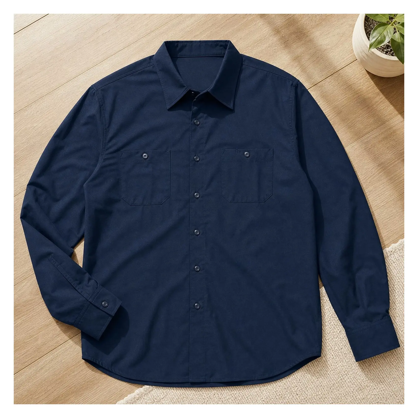 Men's Long Sleeve Industrial Work Shirt - Moisture Wicking Button Up, Wrinkle Resistant, Fights Fading & StainsGift