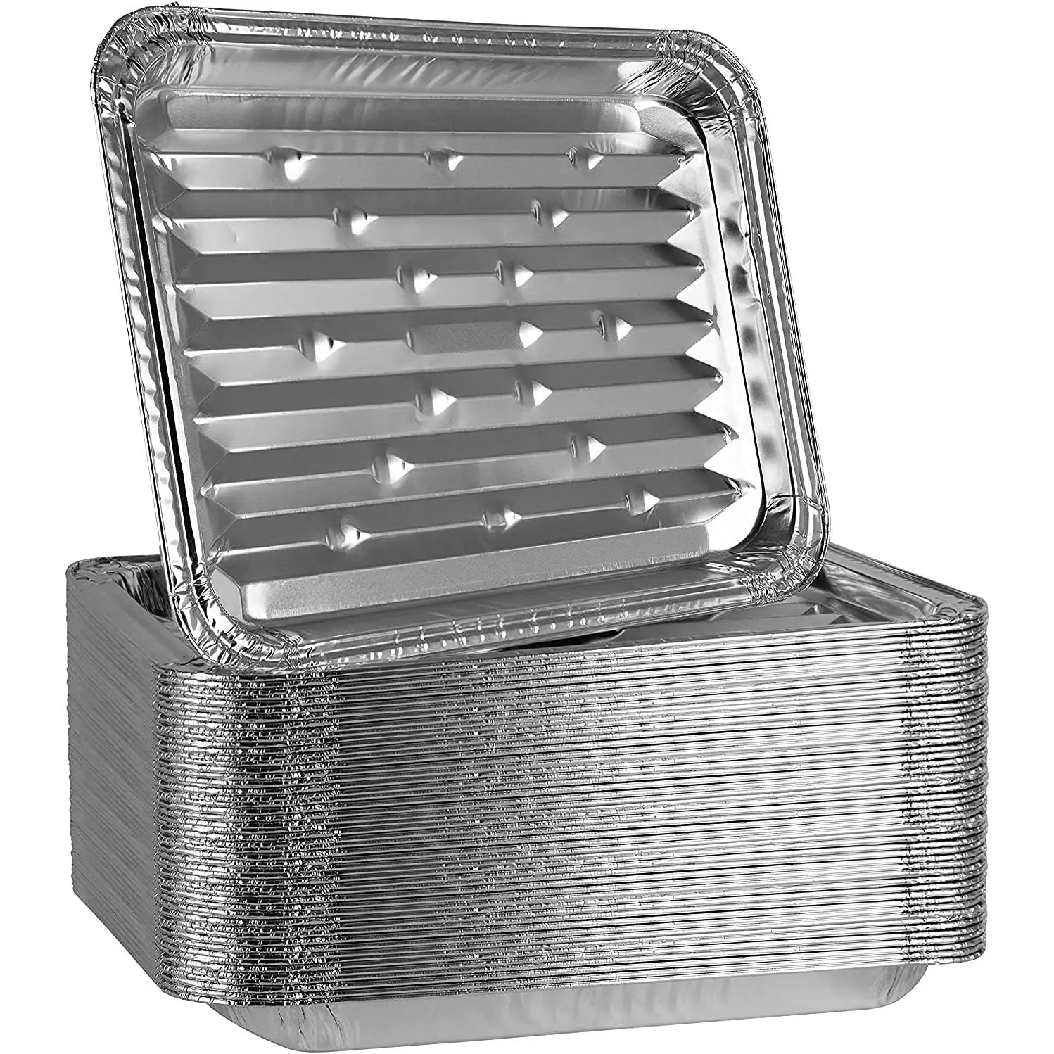 Grill Pans, Broiler Pans, Grill Liners, Durable with Ribbed Bottom Surface for BBQ, Grill, Texture Disposable, (50)