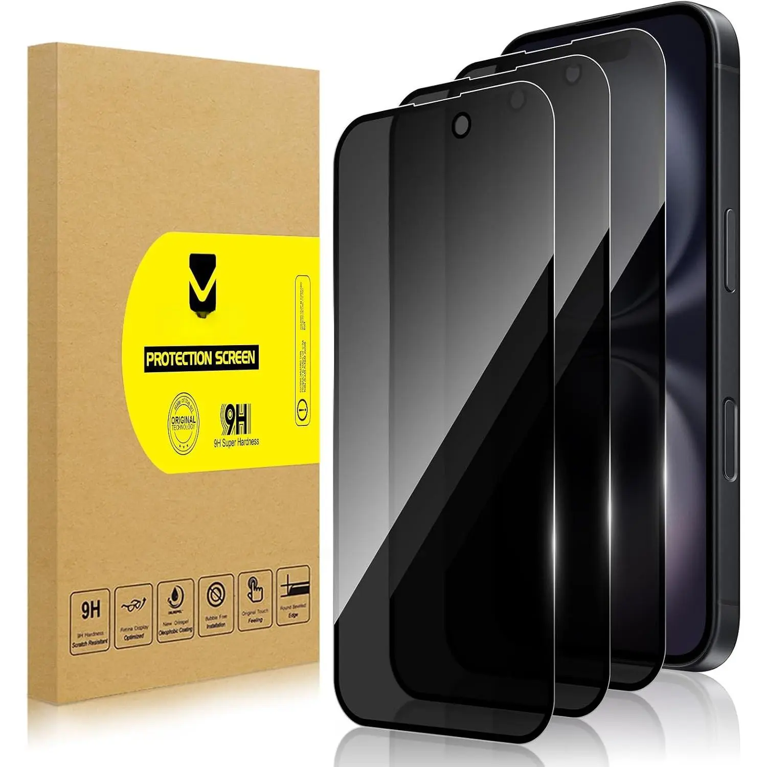 3 Pack  Screen Protector for  16, Anti-Spy Glass | Ultra ,Anti-Scratch,Bubble-Free,Easy Install 9H Protective Glass,for  16