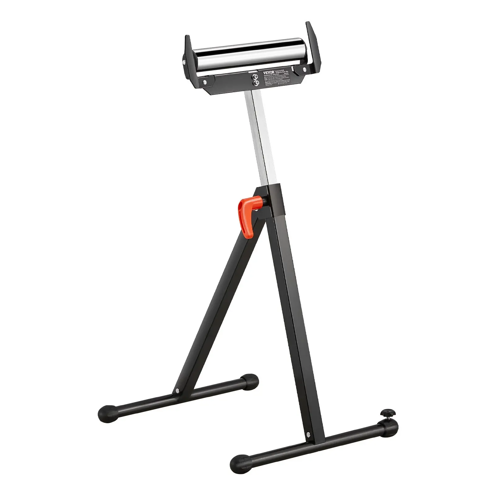 VEVOR Roller Stand, 250 lb Load Capacity, 27 in-43 in Adjustable Height, Folding Heavy Duty with Edge Guides 11.5 in Polished Steel Roller Head, for Table Saw Outfeed Woodworking Extension Support