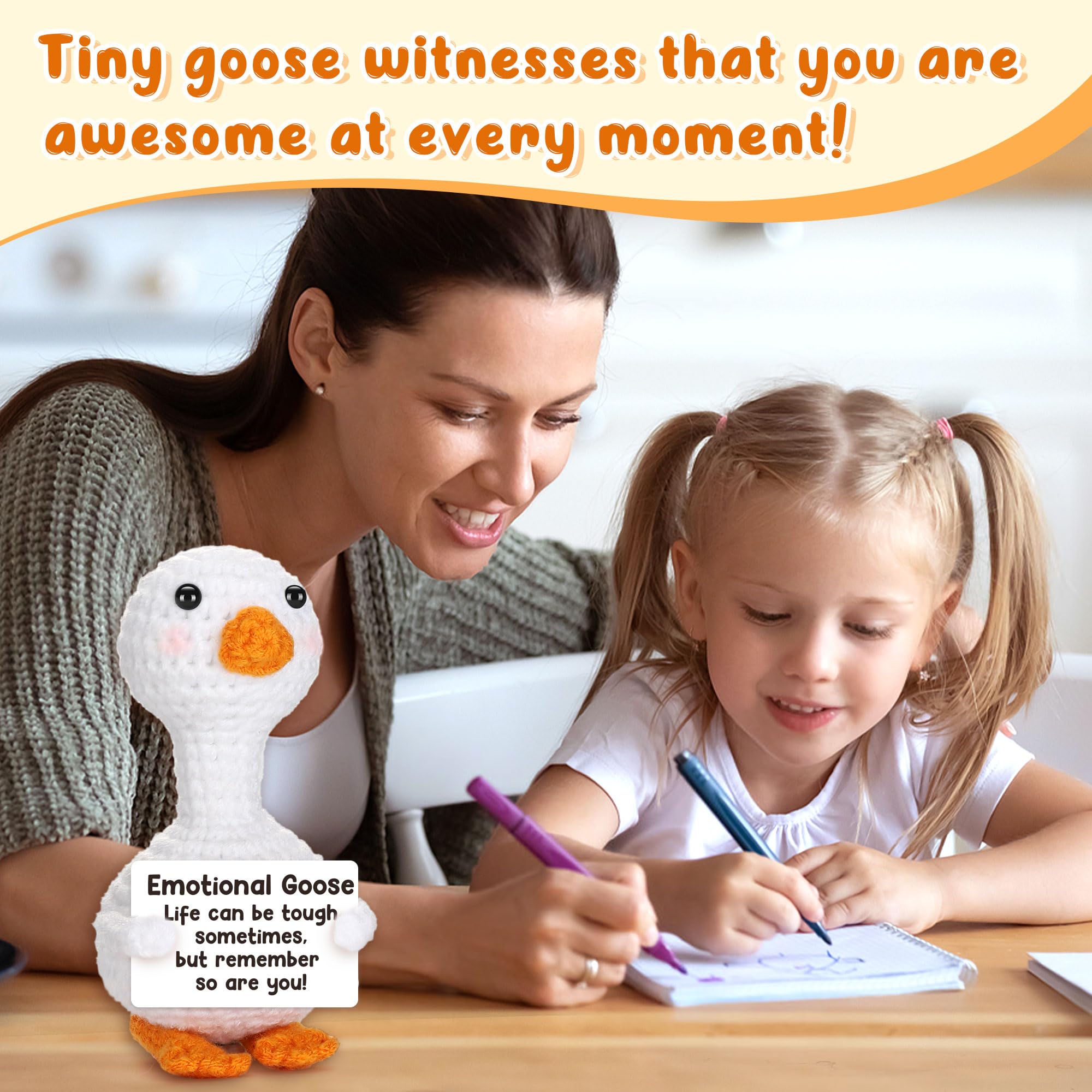 Cute Handmade Knitted Goose Mini Plush Toy, Soft Stuffed Animal Keychain, Kawaii Bag Charm Backpack Pendant, Stress Relief Gift for Birthday Christmas Valentines Graduation Party Favors