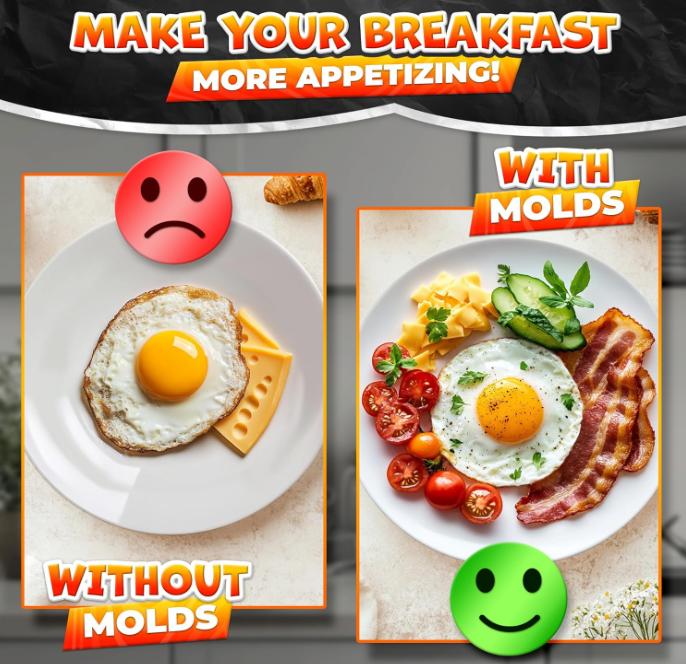 🍳 Nonstick 4Pcs Pancake Mold Set with Handle| Egg Ring for Breakfast Griddle & Fried Burger Patty| Perfect Summer Gift 🍳 Nonstick 4Pcs Pancake Mold Set with Handle| Egg Ring for Breakfast Griddle & Fried Burger Patty| Perfect Summer Gift