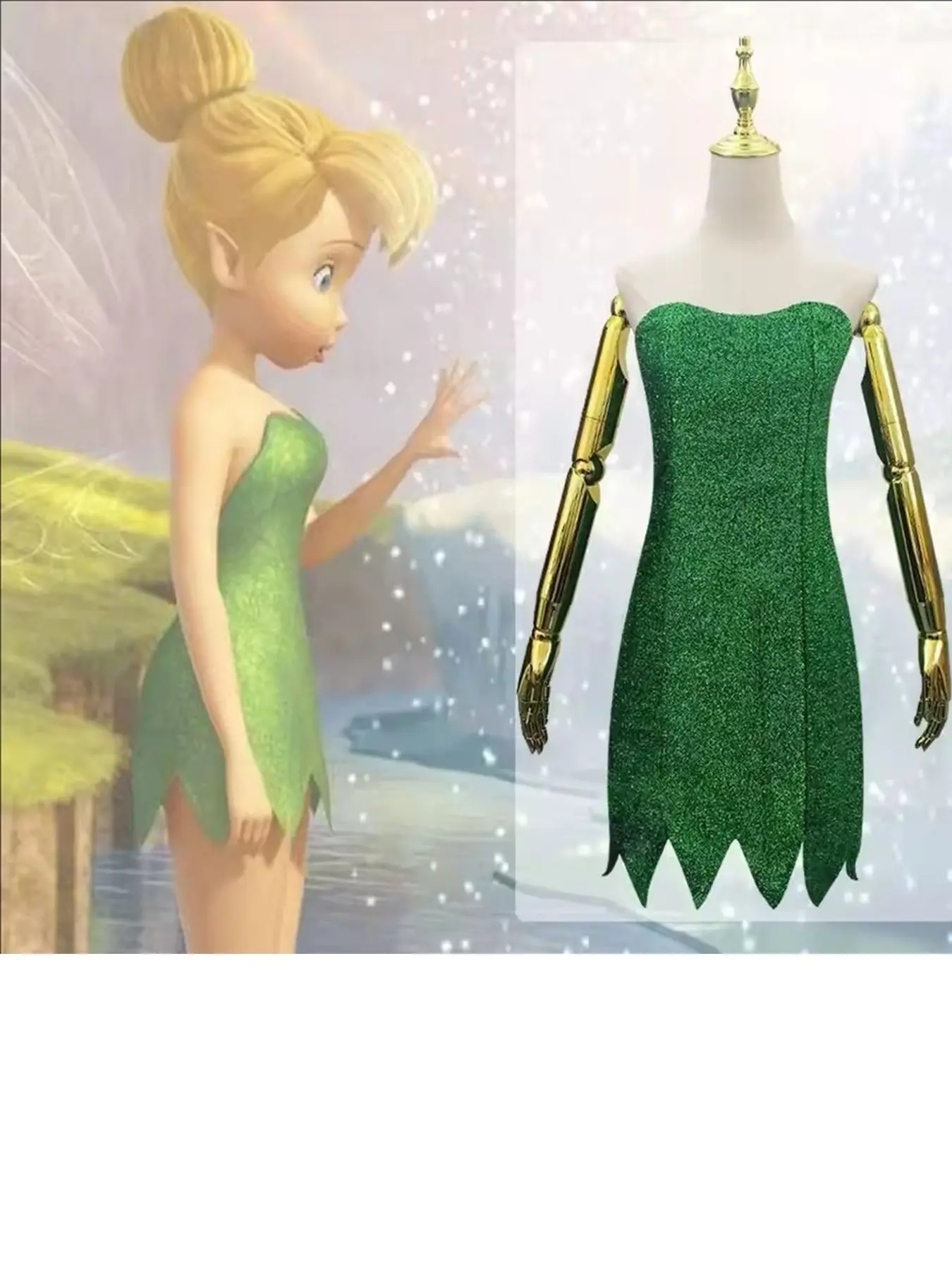 Anime Sprite Costume Dress, Adult Mini Dress, Christmas Party Sexy Role Play, Cartoon Pattern, All Seasons, Unlined