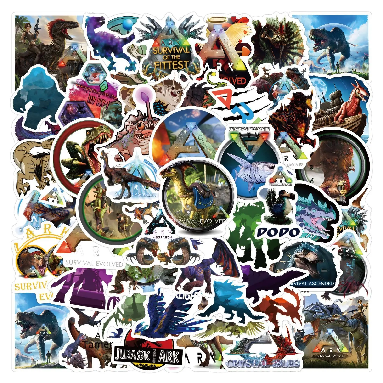 60 Sheets New Game Ark Survival Evolved Graffiti Stickers, Waterproof Car Luggage Phone Case Stickers, Fun Decorative Accessories Decal for Cars, Decals Stickers