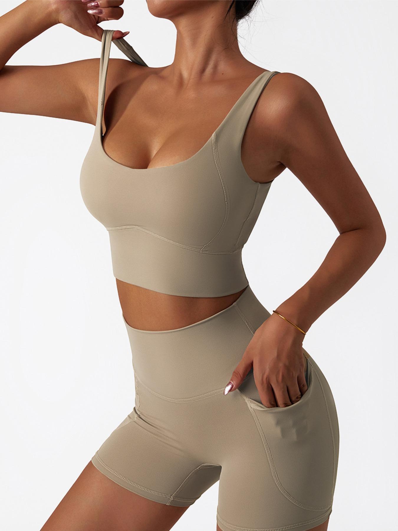 Sporty Women's Solid Color Sports Bra, Breathable Quick Drying High Stretch Sports Lingerie Top, Ladies Sportswear for Indoor Outdoor Wear, Gym Clothes