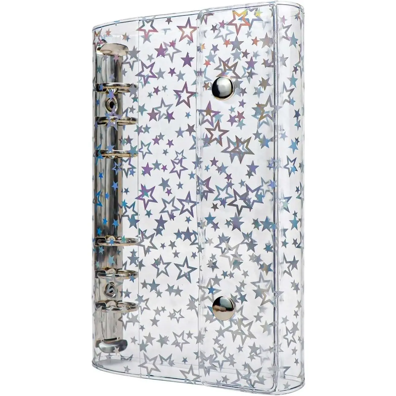 A6 Budget Binder Cover Clear PVC 6 Ring Binder Glitter  Refillable Notebook Shell Protector with 2 Snaps for  Envelopes System Journal Albums Organizer Planner Folder