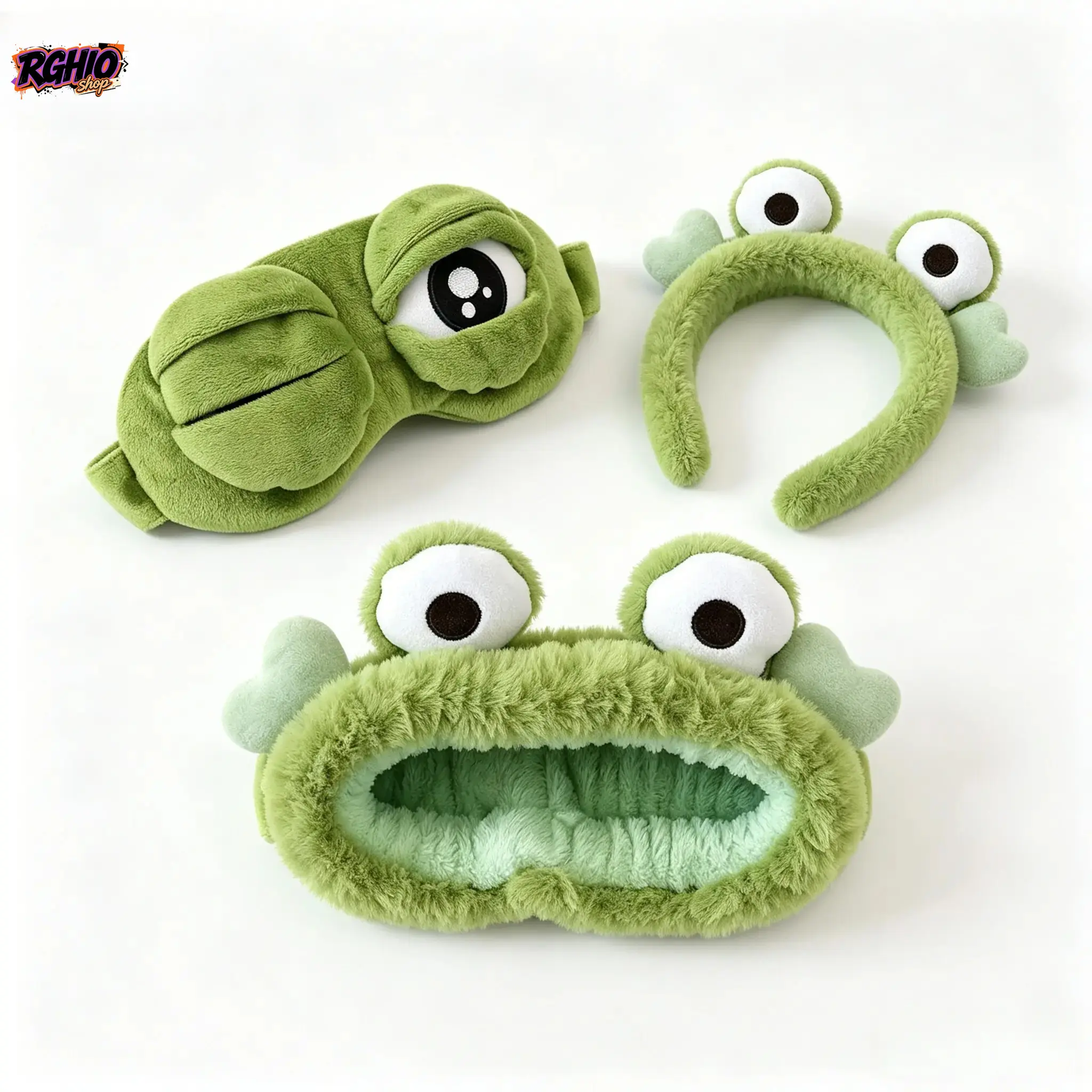 3-Pack Kawaii Plush Frog Hair Accessory Kit, Cartoon Set With Plush Headband, Thin Hairband & Sleep Eye Mask, Soft Plush Fabric For Skincare, Makeup, Sleep And Daily Fashion fashionable metallic watch band custom workout two tone case summer