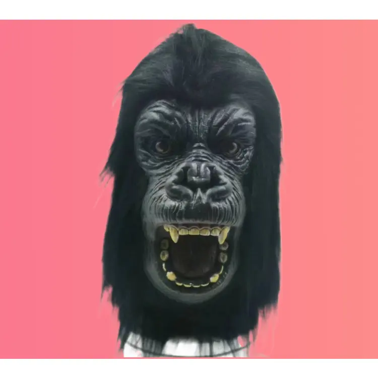 Natural Latex Gorilla Horror Mask with Realistic Eyes, Comfortable Face Covering for Adults, 1 Size Fits for Halloween Costume Event & Cosplay, Party, One Size Fits