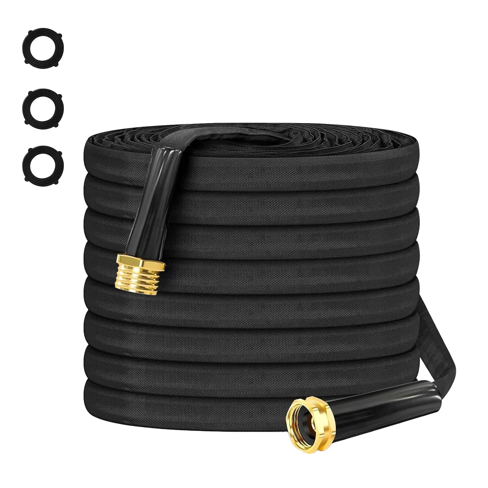 Lightweight No-Kink Garden Hose - 100FT Fabric Covered Outdoor Water Hose with 3/4" Copper-Plated Aluminum Fittings - Burst-Proof Leakproof PVC Core - Heavy Duty for Yard, Car Wash Irrigation
