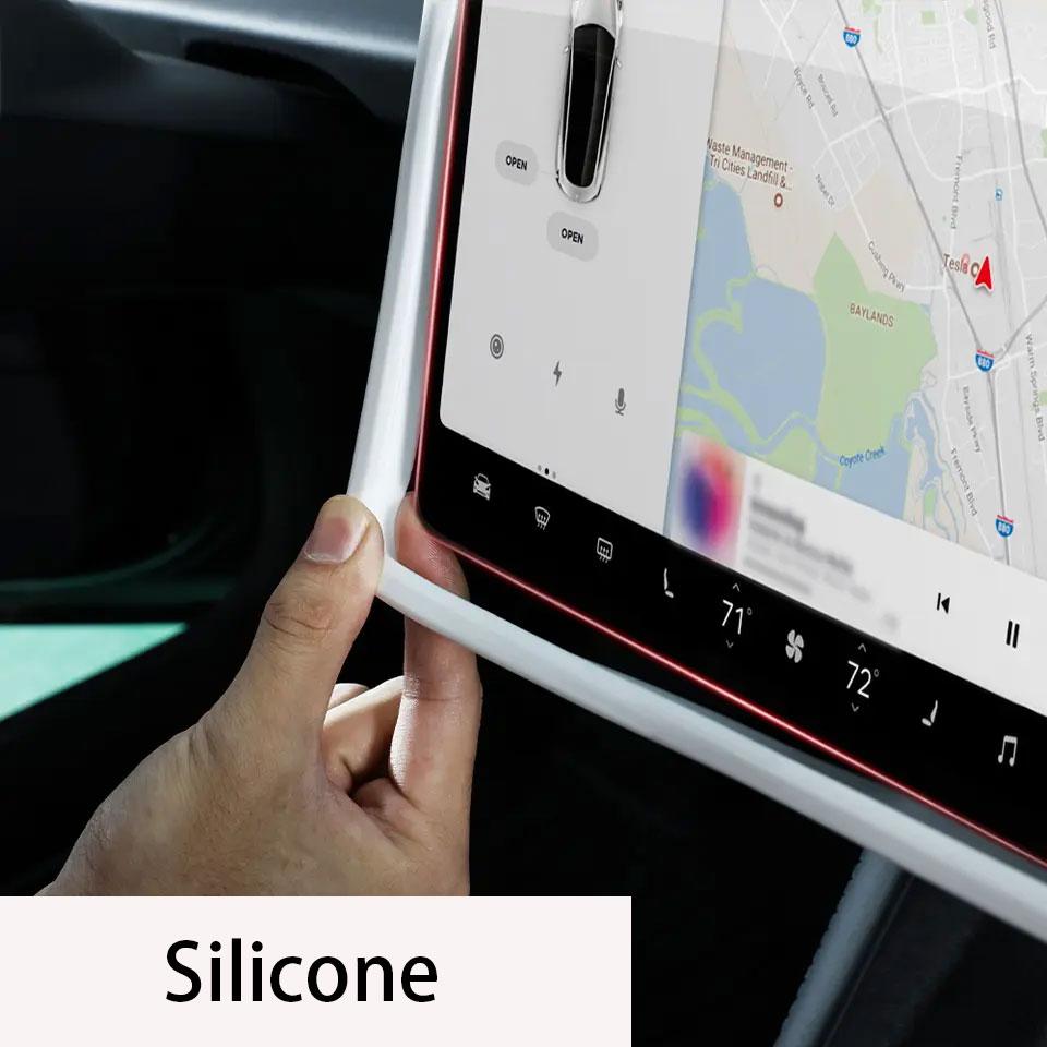For Tesla Model 3 Y Highland Screen Protector Silicone Frame Display Edge Body Cover Central Control Car Accessories