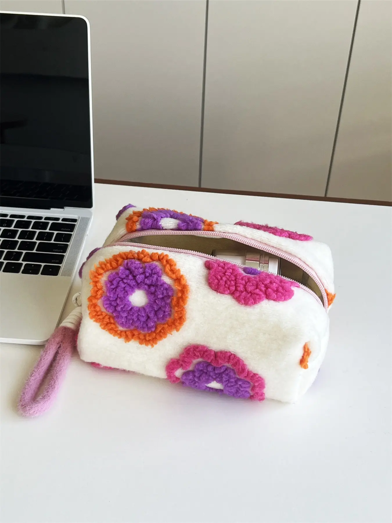 Sweet Floral Handbag, Large Capacity Makeup Bag, Easy Carry Storage Bag, Travel Wash Kit, Casual Style, All Seasons