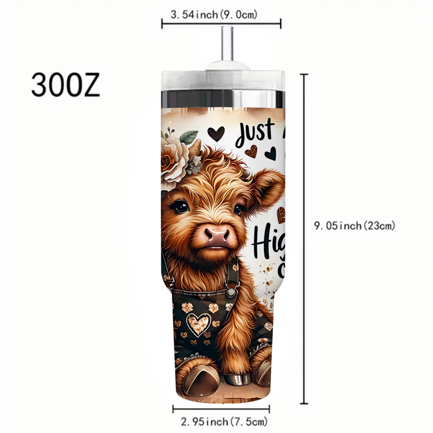30 oz Stainless Steel Vacuum Insulated Tumbler with Lid and Straw, Insulated Travel Mug for Hot and Cold Drinks, Perfect Gift for Cow Lovers and Special Occasions, Insulated Water Bottle