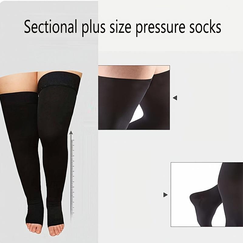 3 Pairs Women'S Compression Knee-High Socks - Open-Top Design, Breathable & Moisture-Wicking, Non-Slip All-Season Athletic Socks with Arch Support, Plus Size 2XL-7XL, Multi-Functional for Sports, Gym, Hiking, Workouts - Machine Washable Leg Accessor