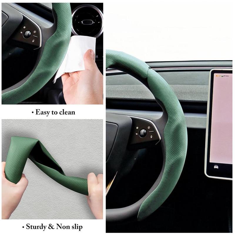 Nappa Leather Car Steering Wheel Cover, Quick Turn Non-Slip Breathable Ultra-Thin Cover, Universal 14.5-15 inch Car Steering Wheel Protector for Men Women, Suitable for Four Seasons, Car Accessories