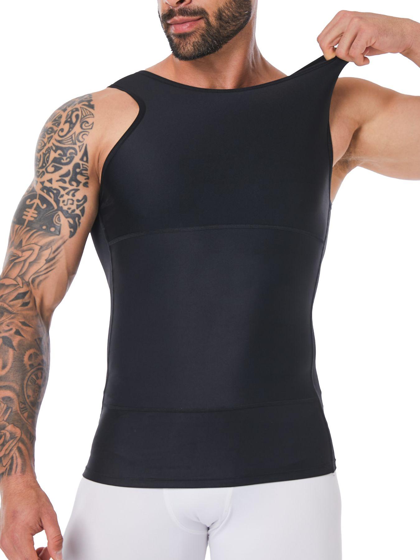 Men's Solid Color Plain Compression Shaper Top, Waist Trainer Vest, Waistline Shaper, High-Stretch Tummy-Control Shapewear Tank Top for Men, Compression Tops