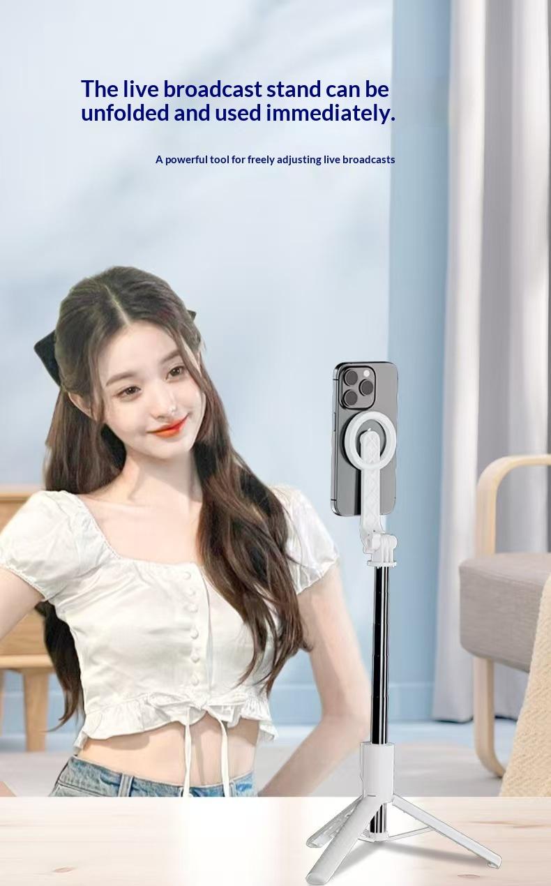 Triangle magnetic selfie stick tripod mobile phone photo 360 degree rotation Bluetooth integrated frame cross-border