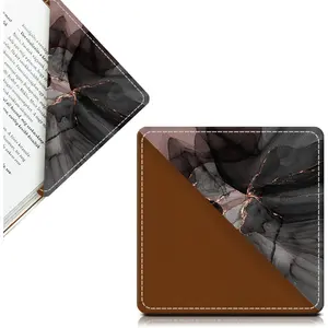 Cute Leather Bookmarks, Fun Triangle Making Corner Bookmark, Book Accessories for Reading Book Lovers, Unbreakable Page Markers for Women Men  Black Marble