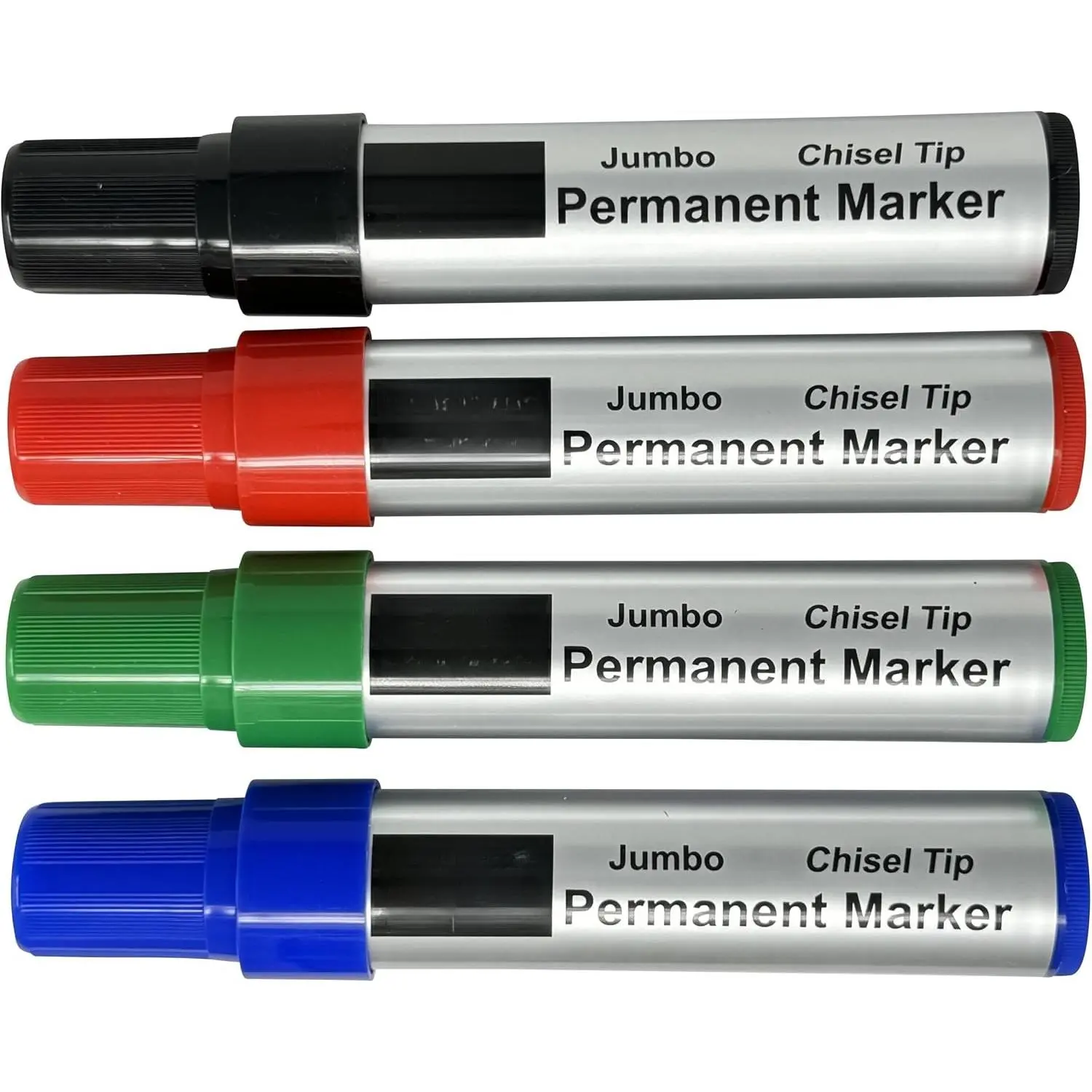 Permanent Markers, Chisel Tip, 4 colors, Black, Red, Green, Blue