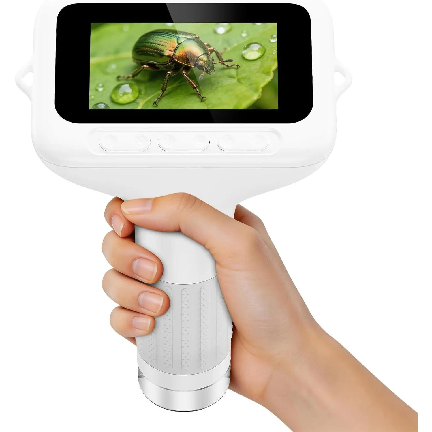 Handheld 1000X Digital Kids Microscope with 3.0" IPS Screen, USB-Powered STEM Educational Science Toy, Portable Learning Gift for Boys & Girls, with 8 LED Lights & Photo/Video Capture (White)
