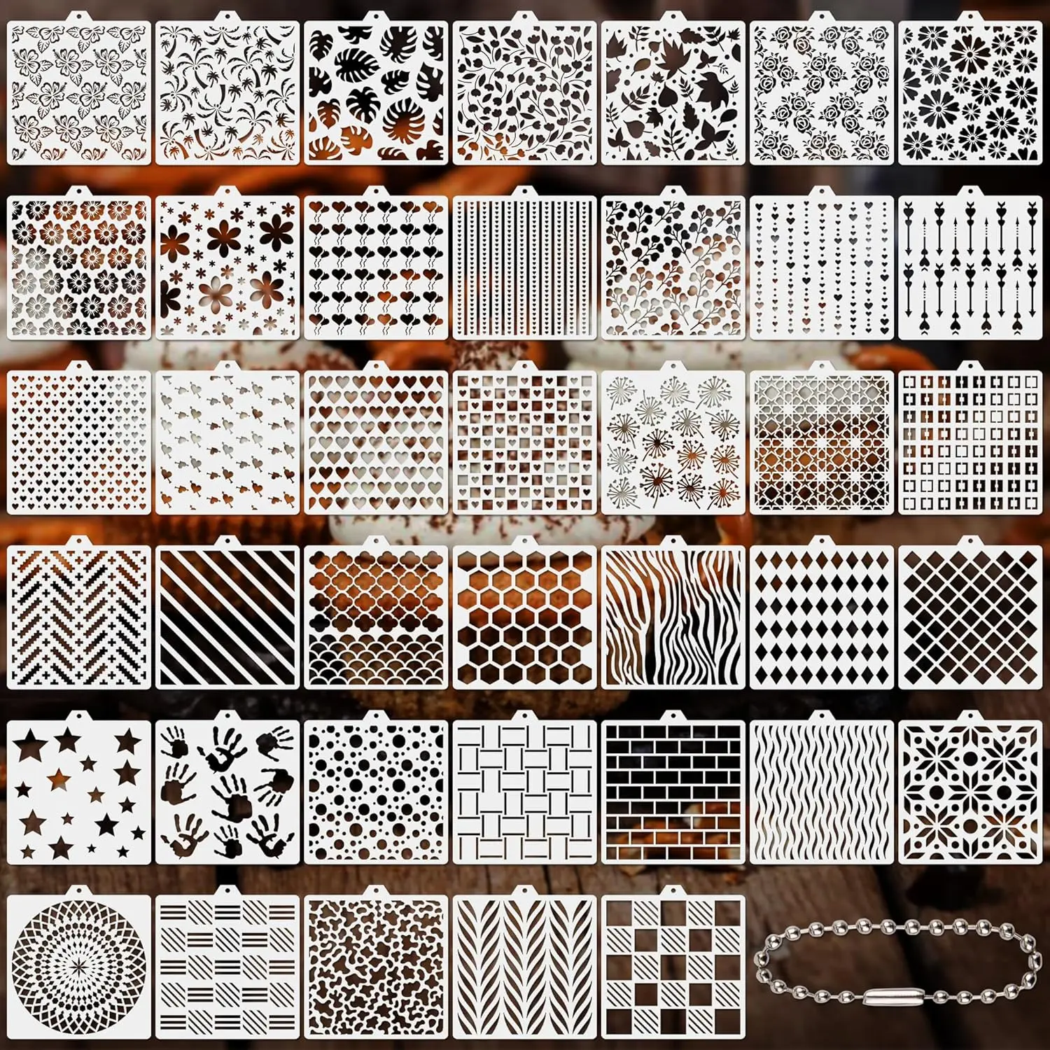 40 count Cookie Stencil Baking Stencils for Royal Icing Cookies Craft Painting Stencil for Cake Stencils Decorating Buttercream(5.5in)