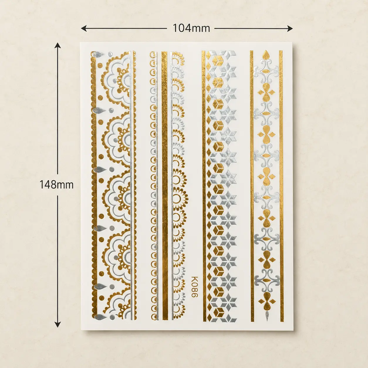 Metallic Ornamental Band Temporary Tattoo Sheet