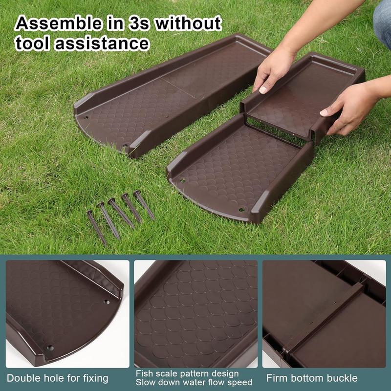 Rain Gutter Downspout Splash Block, Gutter Downspout Extensions for Water Drainage, 24" Gutter Splash Guards Downspout Extender, Fixable Down spout Drain Trays with PE Nails(2 Pack, Brown) Rain Gutter Downspout Splash Block, Gutter Downspout Extensions for Water Drainage, 24" Gutter Splash Guards Downspout Extender, Fixable Down spout Drain Trays with PE Nails(2 Pack, Brown)