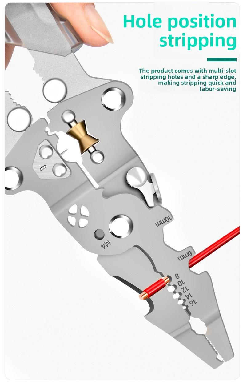 Circuit Steward: All-round folding electrical pliers, with measuring power distribution wire winding crimping pliers, folding electrical pliers, multi-functional wire stripping pliers professional cable stripper wirecrimper Multi-Function Electrician Tool