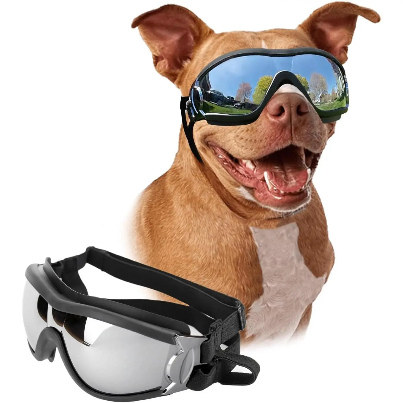 Goggles Large Breed, Large  Sunglasses Eye Protection for Dogs Windproof Goggles for Medium Large  Riding Biking Driving, Black