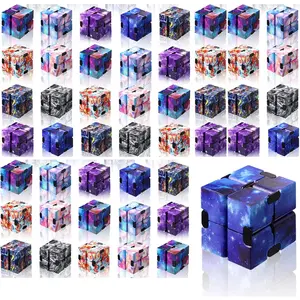 48 Pcs Infinity Cube Sensory Toy Infinite Cube Fidget Toy Stress Relieving Handheld Infinite Flipping Hand Desk Gift Portable Blocks for Teen Adult Anxiety Stress Relief(Starry Sky Style)fidget toys