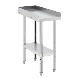 201 Stainless Steel Outdoor Grill Prep Table Removable Backsplash BBQ Work Table Patio Food Prep Station Outdoor Kitchen Utility Table 24 Inch x 30 Inch x 30 Inch