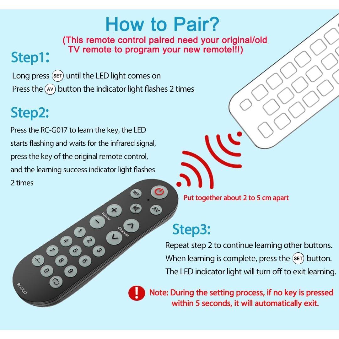 Big Button Universal Remote Control for  of TVs, Universal TV Remote Control for , Learning Remote- Easy to Use