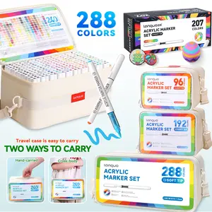 Languo Liquid Marker Pens, 288/240/207/192/96 Colors, Strong Coverage, Professional Art Markers, Ideal for DIY, Ceramics, Metal, Back-To-School