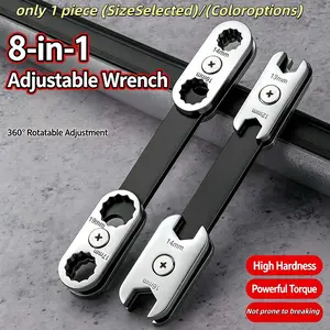 8-In-1 360° Swivel Head Combination Spanner, Open & Ring End Multi Metric Size, Portable Wrench for Uk Plumber, Mechanic & DIY Home Repair