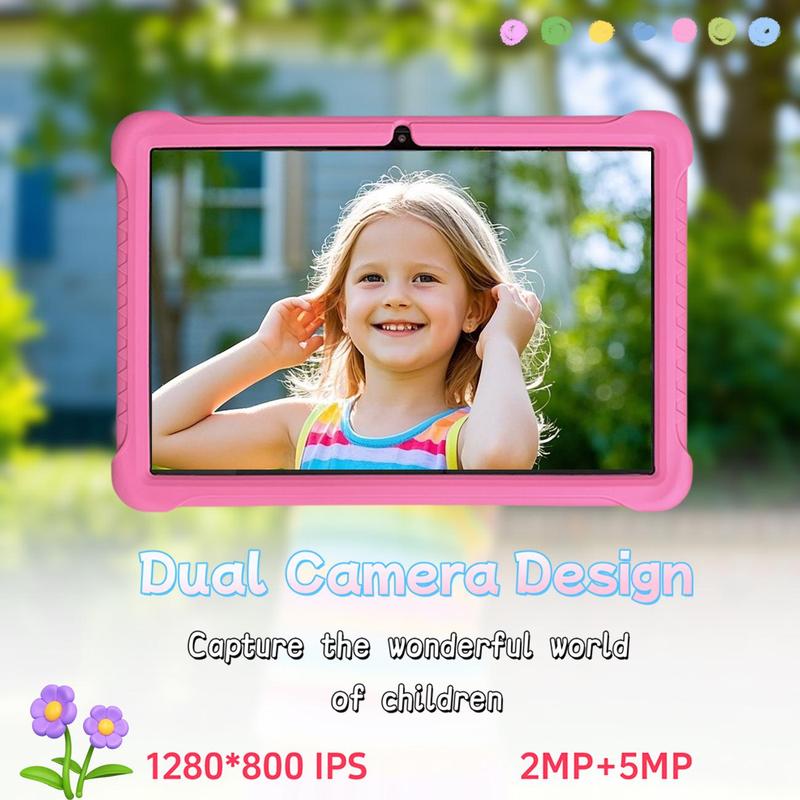 10.1 Inch Tablet, Android Tablet with Parental Control Function, Educational & Entertainment Tablet with Silicone Case, Ideal Gift Choice