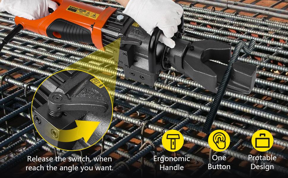 GARVEE Electric Hydraulic Rebar Bender Tool, 900W & 1200W, 110V, Handheld, Bends Rebar up to 7/8 Inch (22mm), Adjustable Angle 0-130°, with Precision Pressure Relief Valve for Professional Use