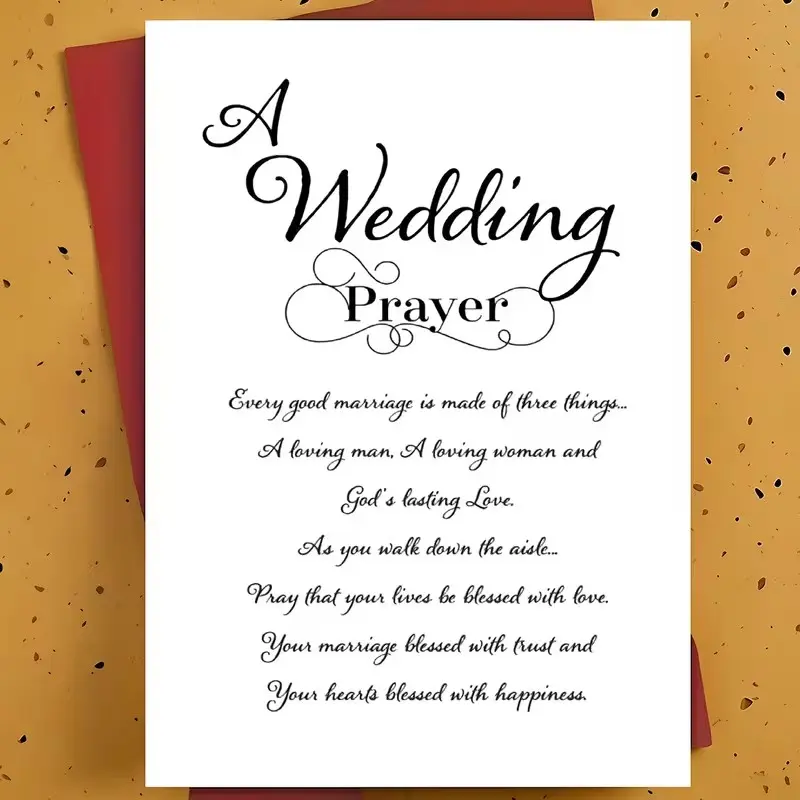Heartwarming Wedding Greeting Card for Bride and Groom, Calligraphic Prayer Text, Hand-Drawn Script Design, Spiritual Blessing Card with Envelope