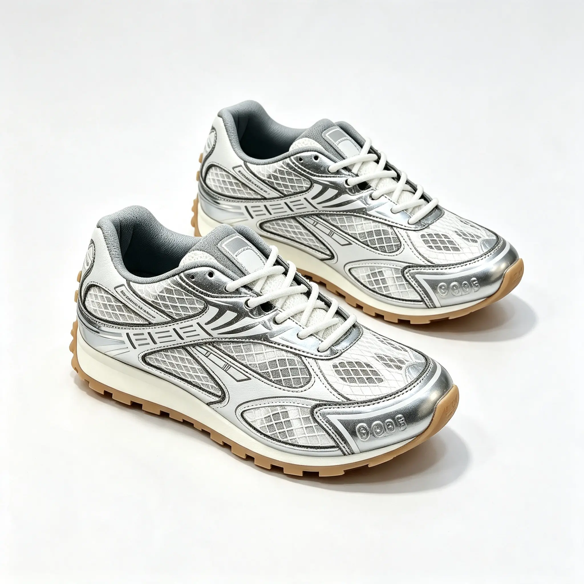 2026 New Unisex Silver Retro Synthetic Running Sneakers - Adjustable, Anti-Slip, Cushioning Sports Footwear for Daily Wear Casual Street Use