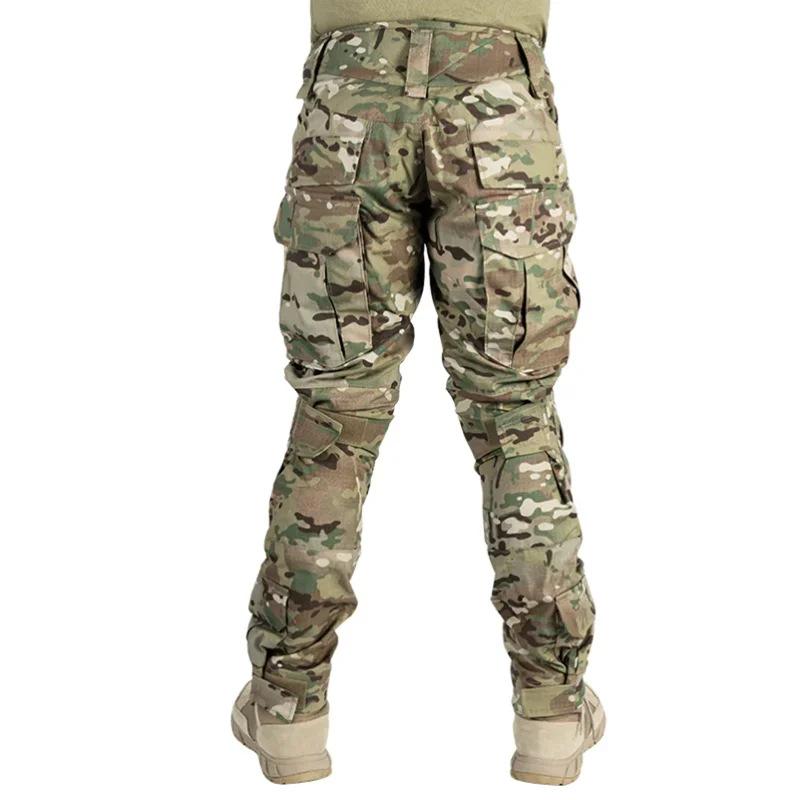 Men's Camo Tactical Cargo Pants With Knee Pads|   G2 Frogg Trousers For Hiking Camping Training