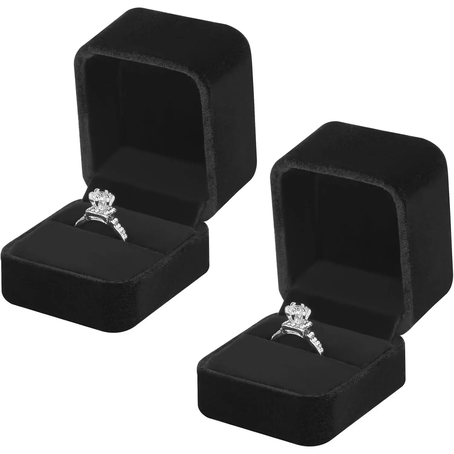 2-Count Lightweight Modern Synthetic Small Wedding Ring Boxes - Proposal, Engagement Gift, Office & Gift Wrapping Stationery Storage Holders