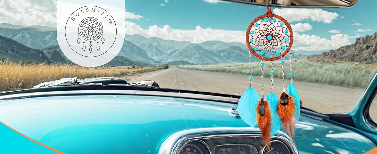 Mini Dreamcatchers - Goose Feather with Cerulean Blue Beads, Handmade Dream Catcher for Girls, A Dream Catchers for Boys, Dream Catcher Wall Decor