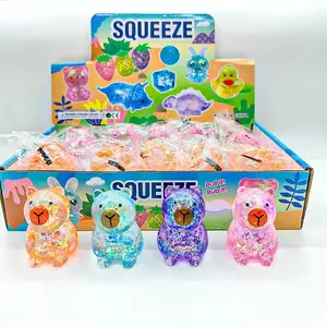 Cartoon Capybara Decompression Toy Soft Glitter Gummy Fidget Toys Pinching and Stress Relief Tool Anti Stress Squeeze Toy Gifts