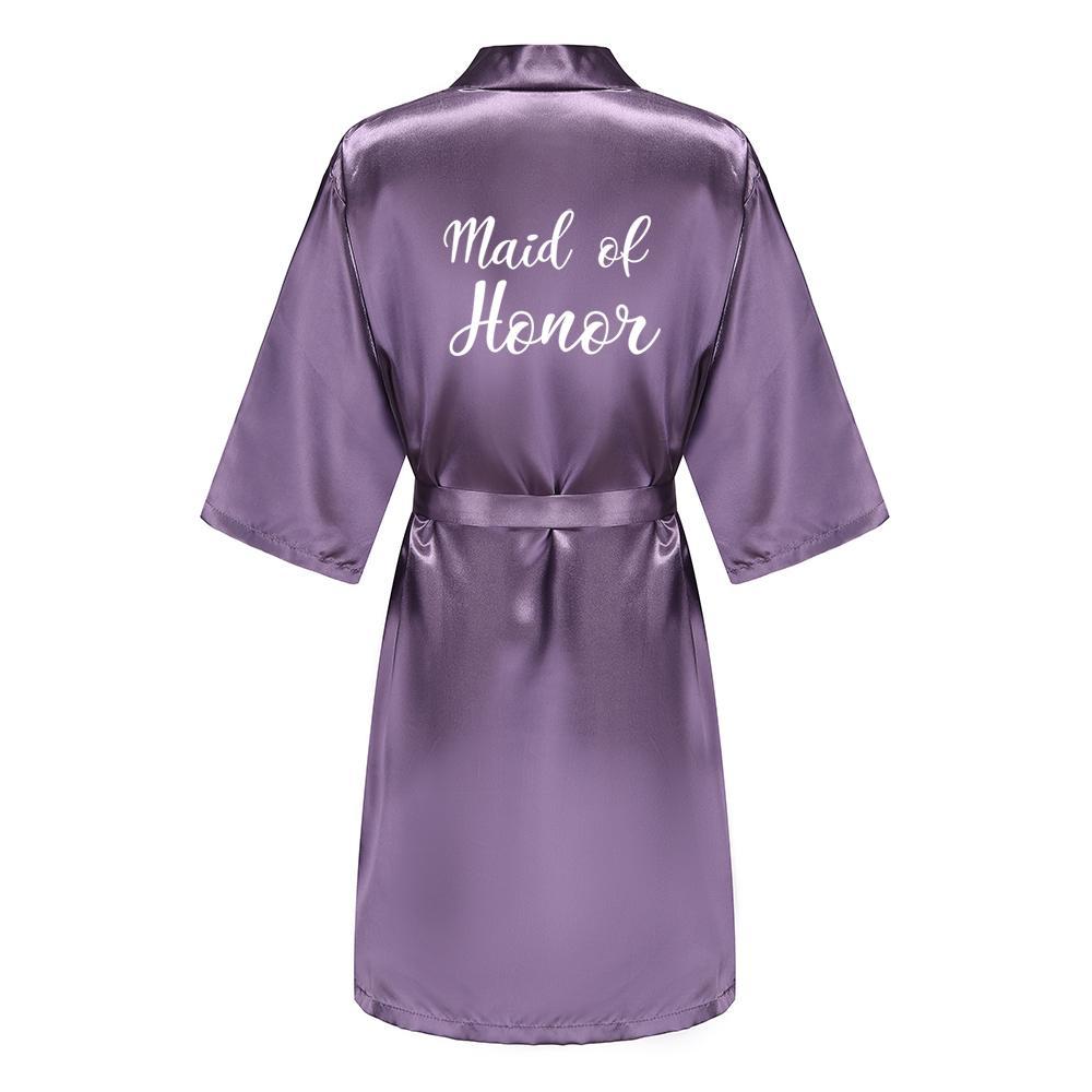 Wedding Bride Bridesmaid Robe Dressing Gown Women Bathrobe Nightgown Short Sleepwear Mother Maid of Honor Kimono