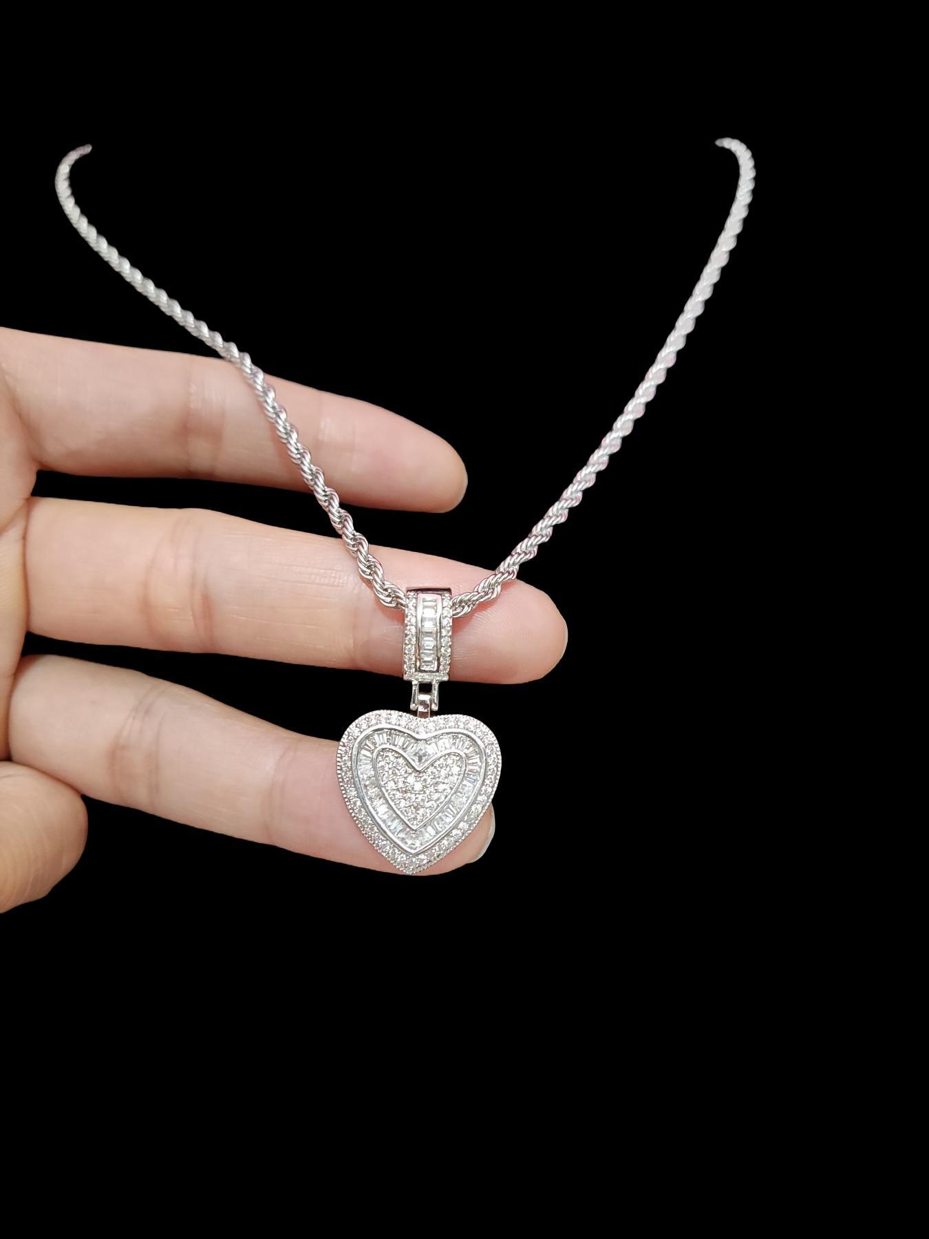 Heart Shaped Artificial Zircon Pendant Necklace for Women, Fashion Jewelry for Party, Daily Clothing Decor, Trendy All-match & Exquisite Jewelry for Birthday Gift, Love Heart Necklace