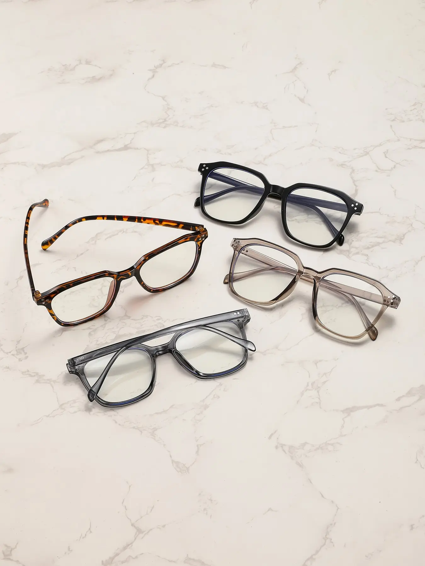 4 Pairs Transparent Fashion Frame Eyeglasses, Classic Design, Lightweight Protective Lenses, Unisex Casual Multifunctional Glasses